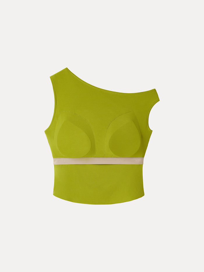 OGLmove SkinKiss Asymmetrical Neck Cropped Ruched Bra Top