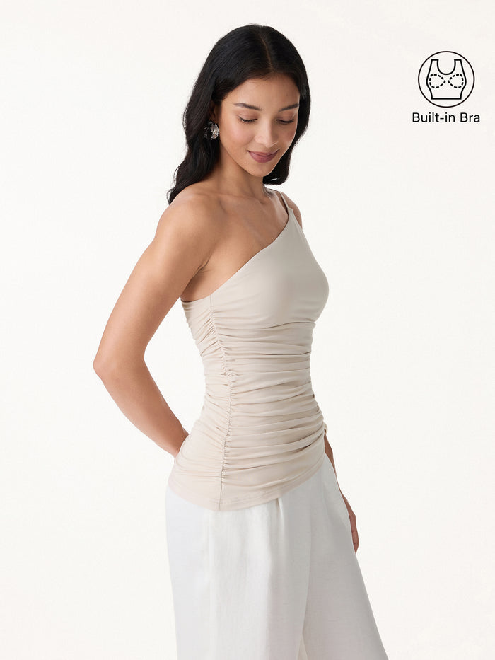 OGLmove Ruched One Shoulder Asymmetrical Bra Top