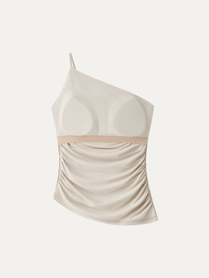 OGLmove Ruched One Shoulder Asymmetrical Bra Top