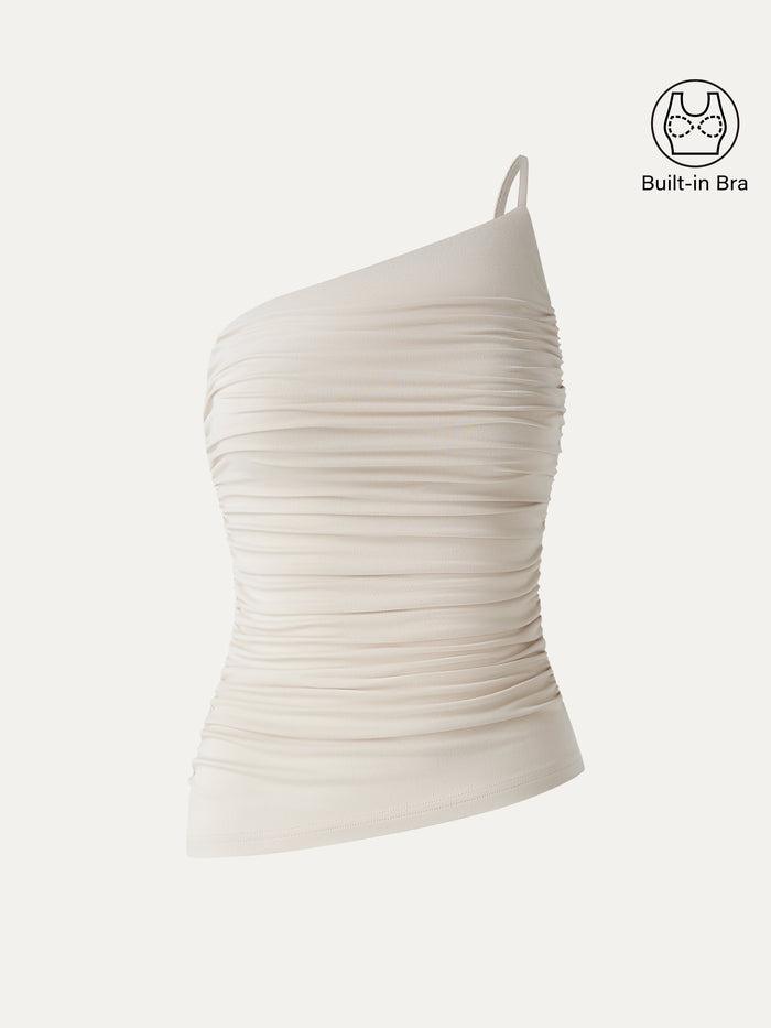 OGLmove Ruched One Shoulder Asymmetrical Bra Top