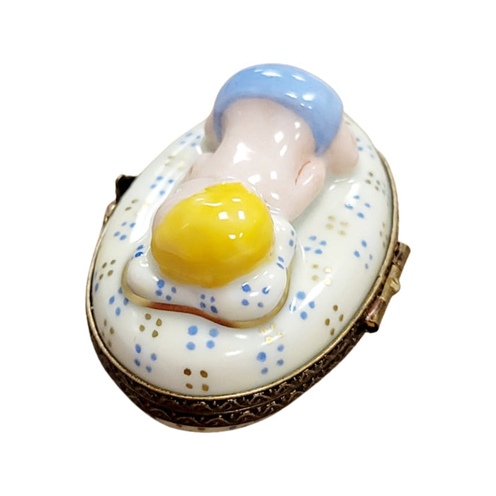 Blue Baby Dream Box Porcelain Limoges Baby French Trinket Box