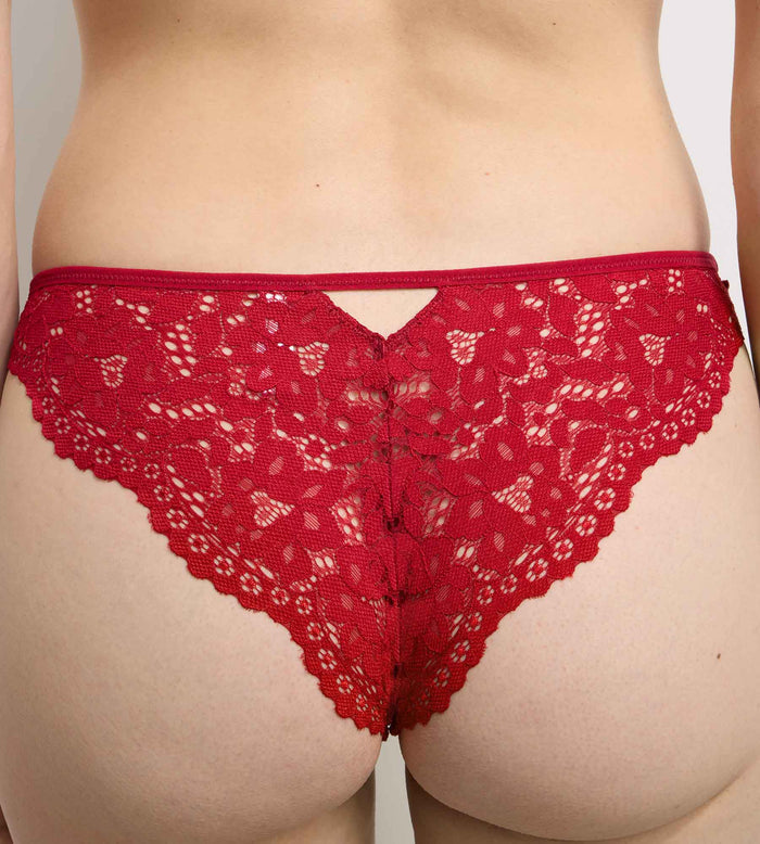 Slip brésilien dentelle rouge Burning Eclat