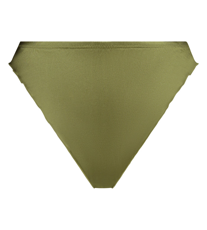 Slip brésilien en microfibre satinée Vert Kaki Silk Radiance