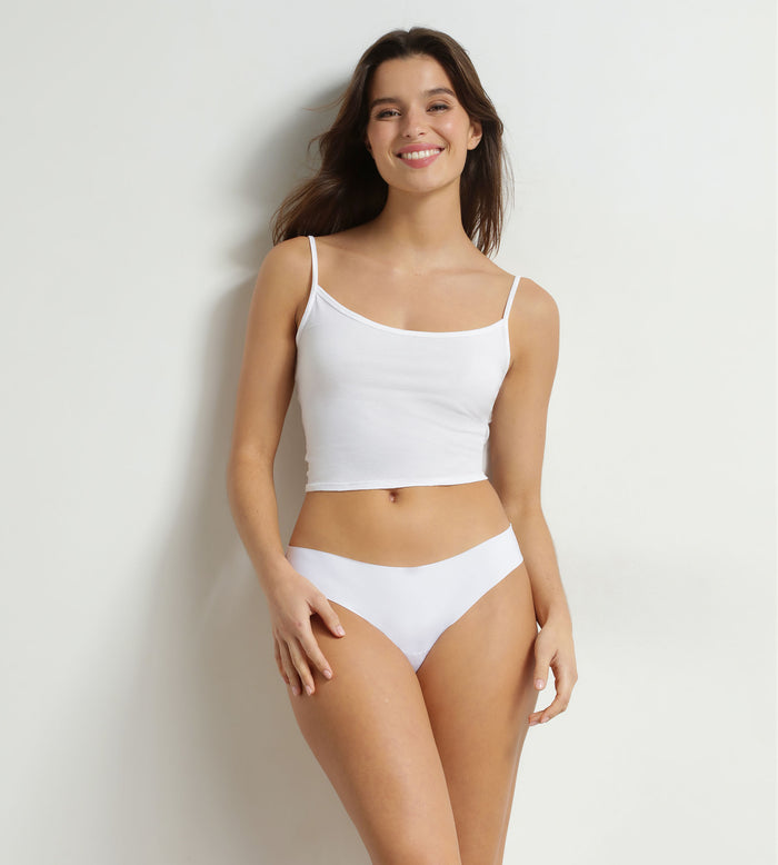 Slip brésilien femme invisible en microfibre Blanc Dim