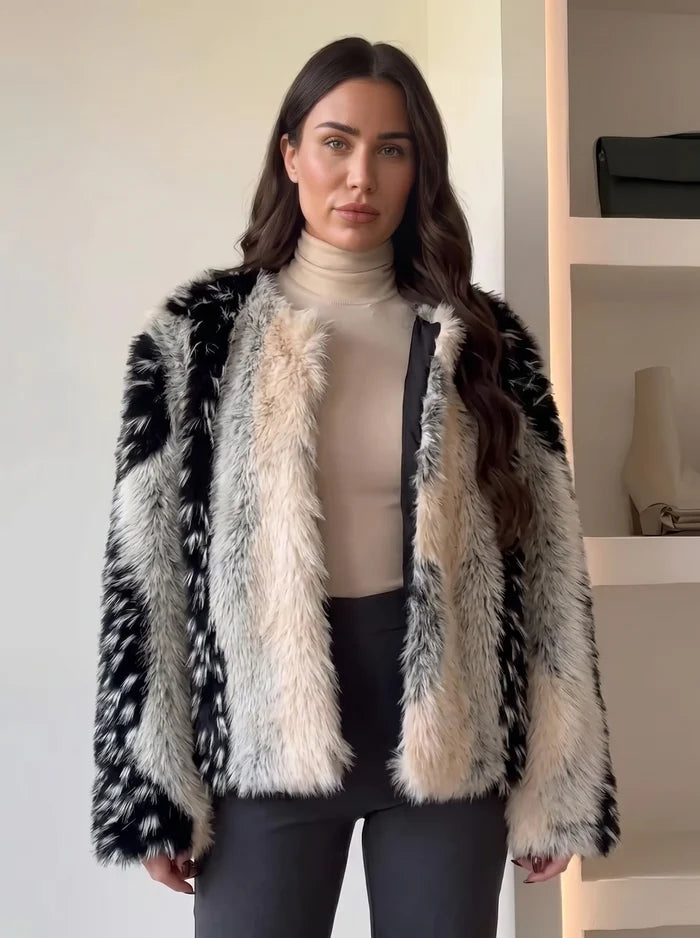 SMAIBULUN Faux Fur Cropped Jacket