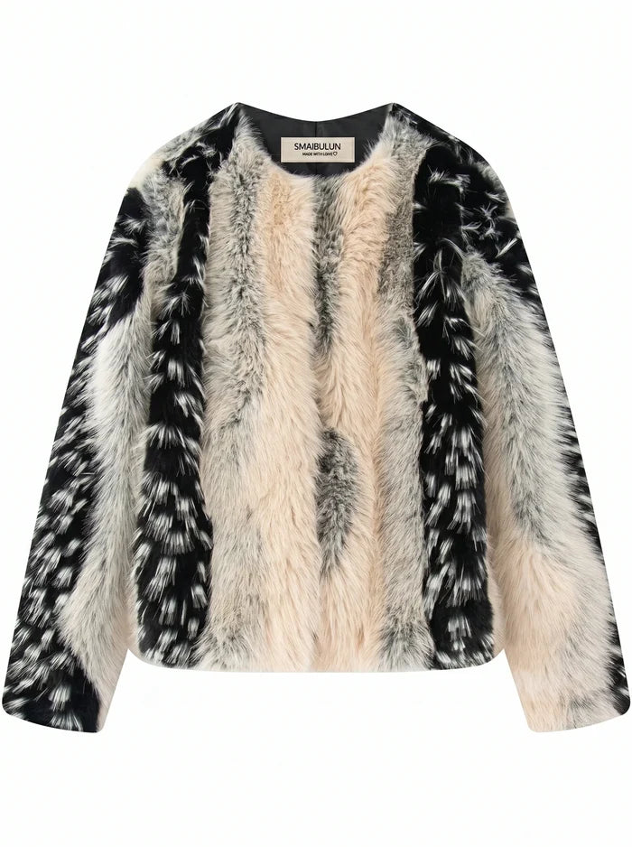 SMAIBULUN Faux Fur Cropped Jacket