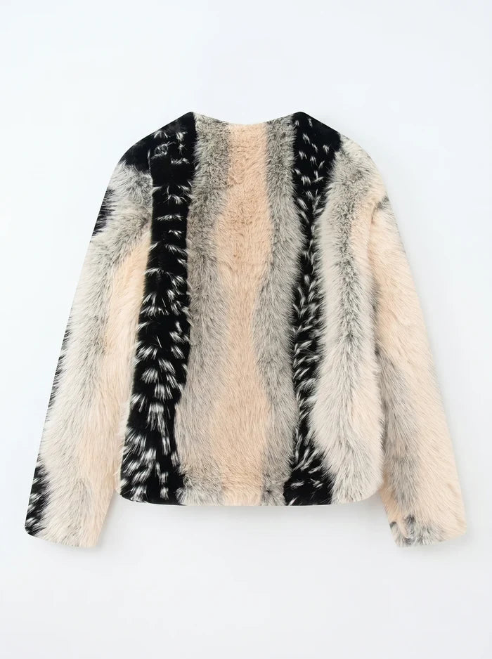 SMAIBULUN Faux Fur Cropped Jacket