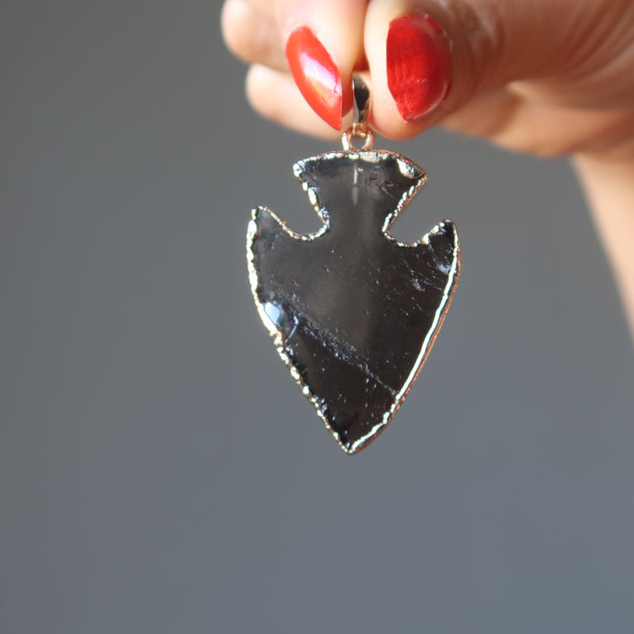 smoky quartz arrowhead pendant