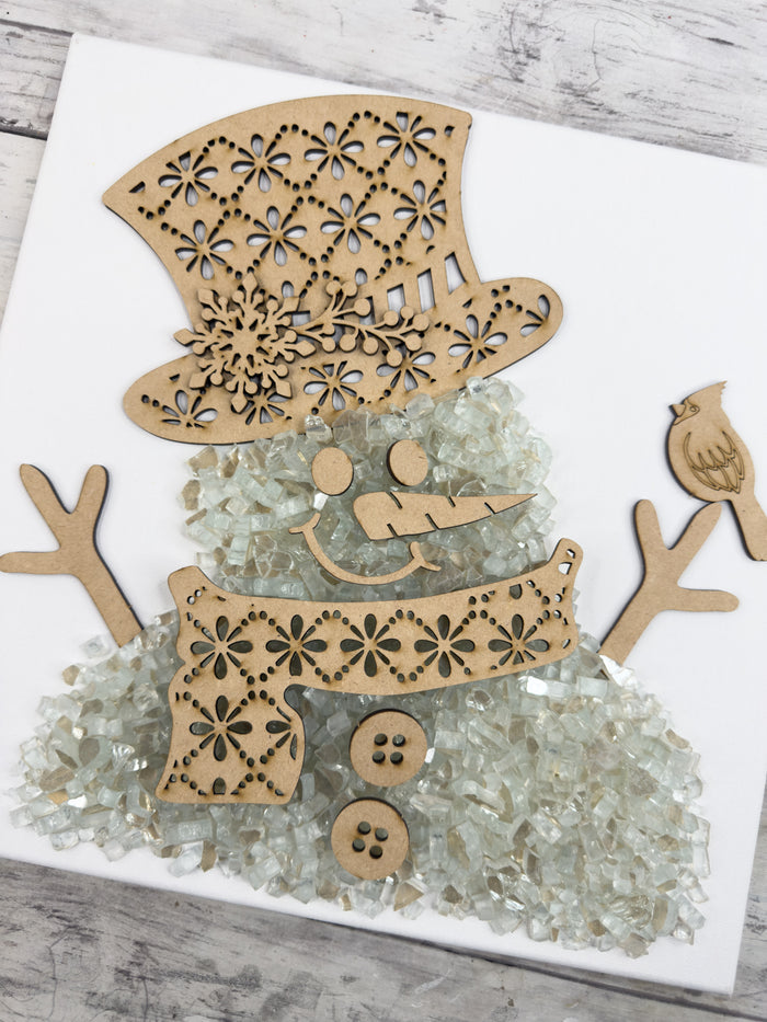 Snowman 12x12 Crushed Glass Canvas Project Kit