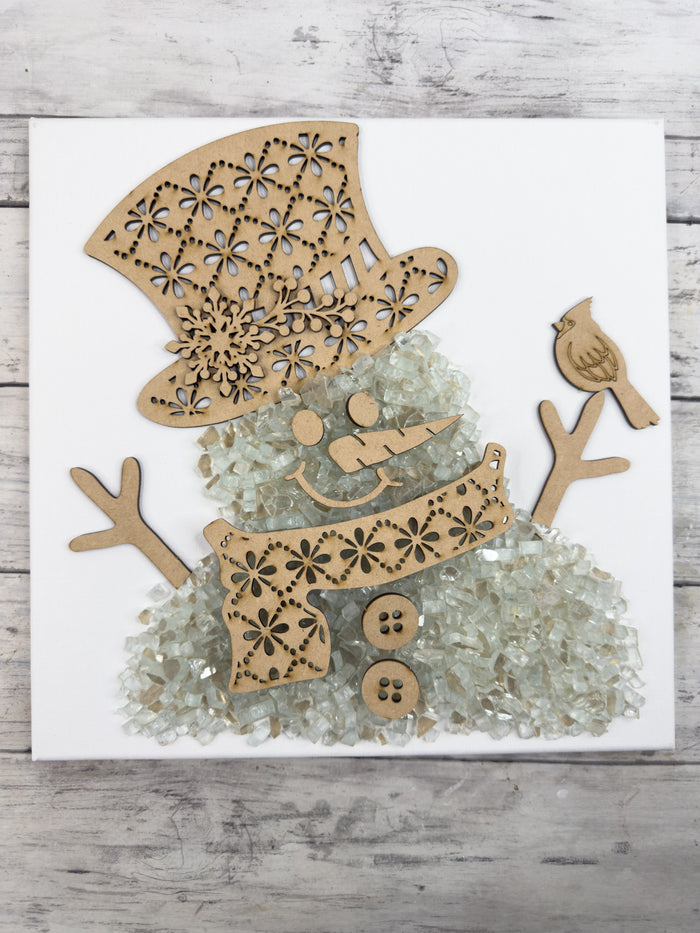 Snowman 12x12 Crushed Glass Canvas Project Kit