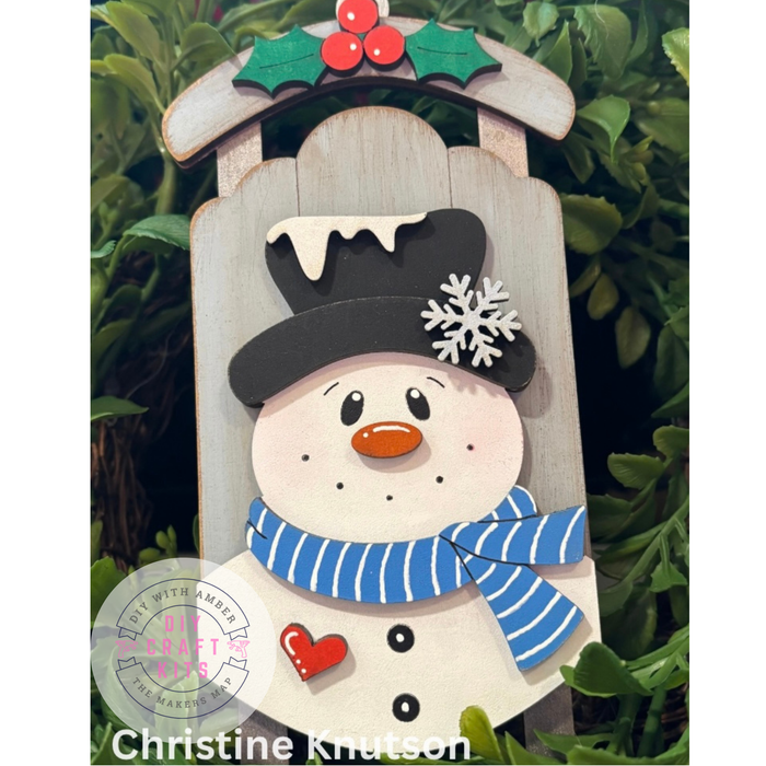 Snowman Face Sled Ornament DIY Kit