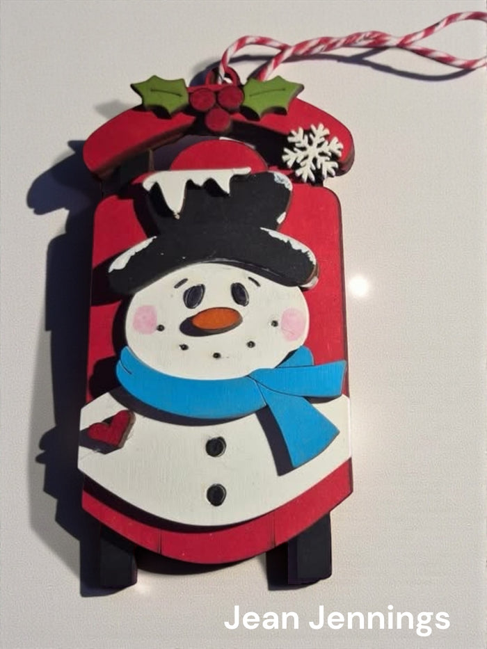 Snowman Face Sled Ornament DIY Kit