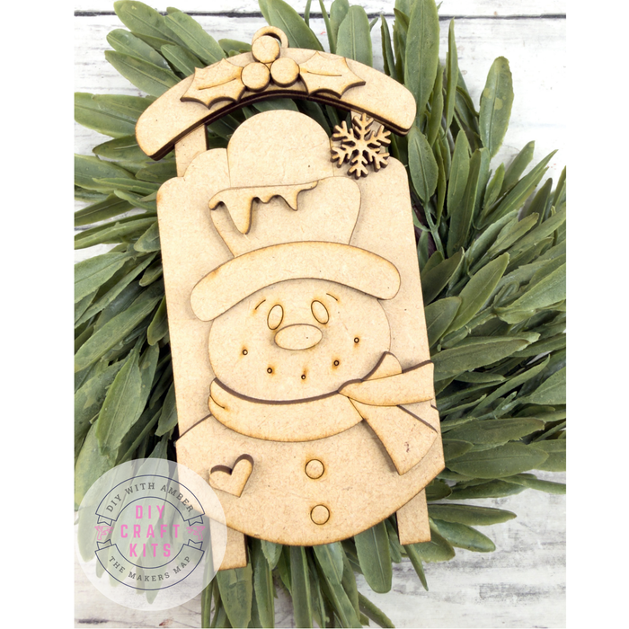 Snowman Face Sled Ornament DIY Kit
