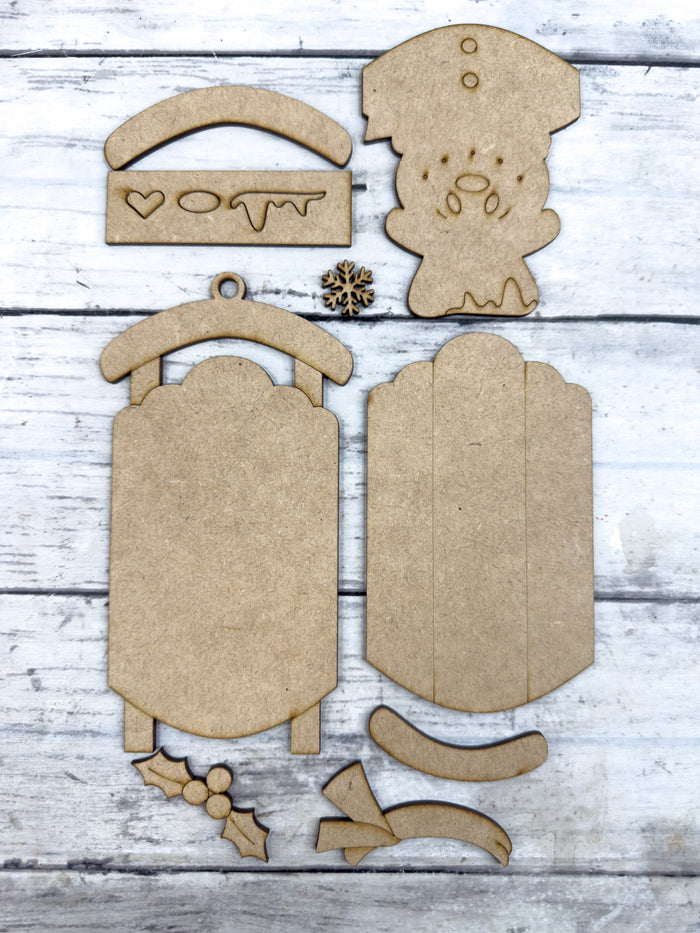 Snowman Face Sled Ornament DIY Kit