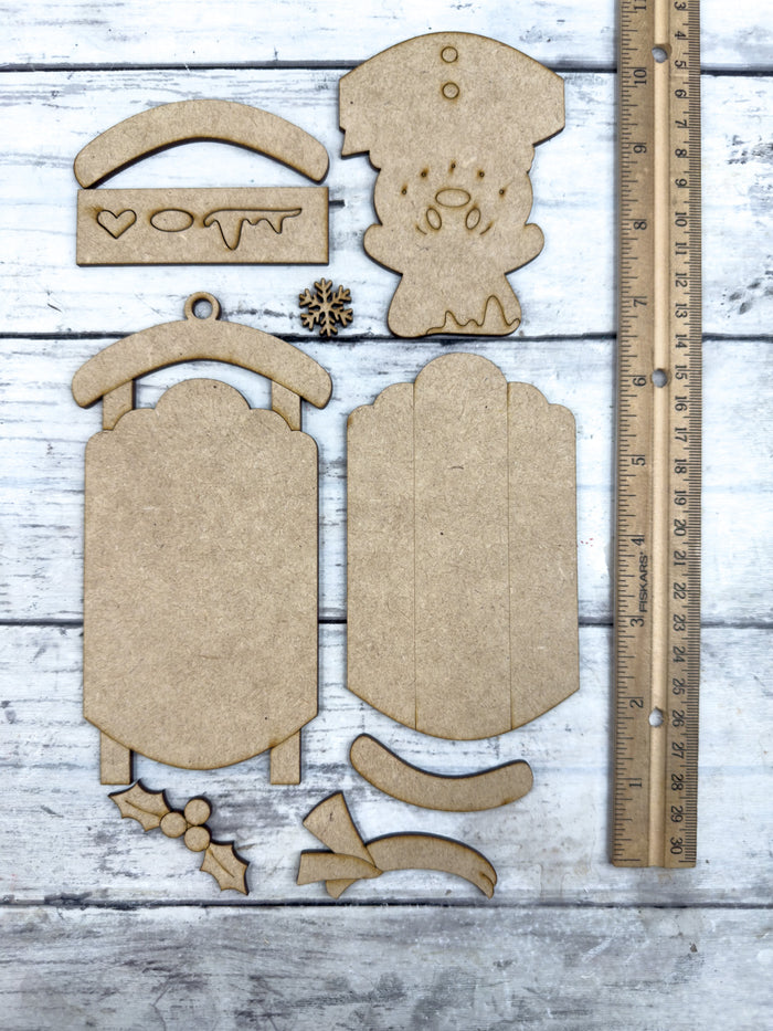 Snowman Face Sled Ornament DIY Kit