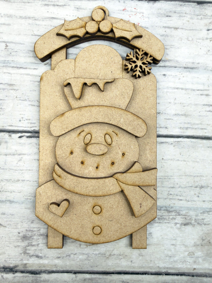 Snowman Face Sled Ornament DIY Kit