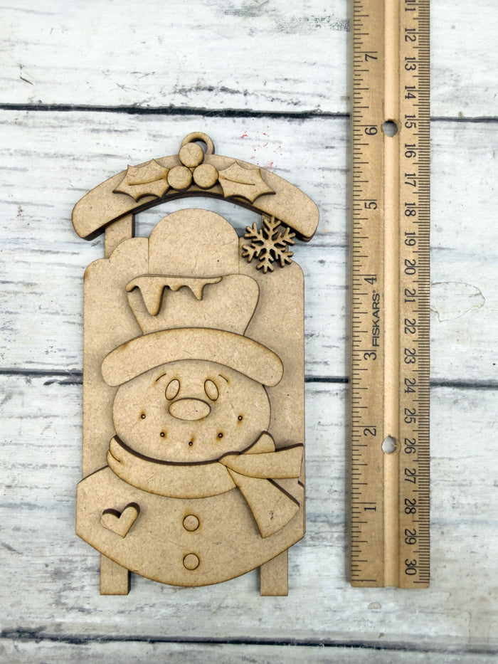 Snowman Face Sled Ornament DIY Kit