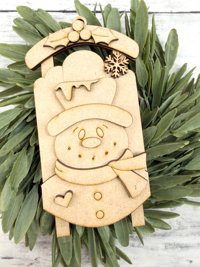 Snowman Face Sled Ornament DIY Kit