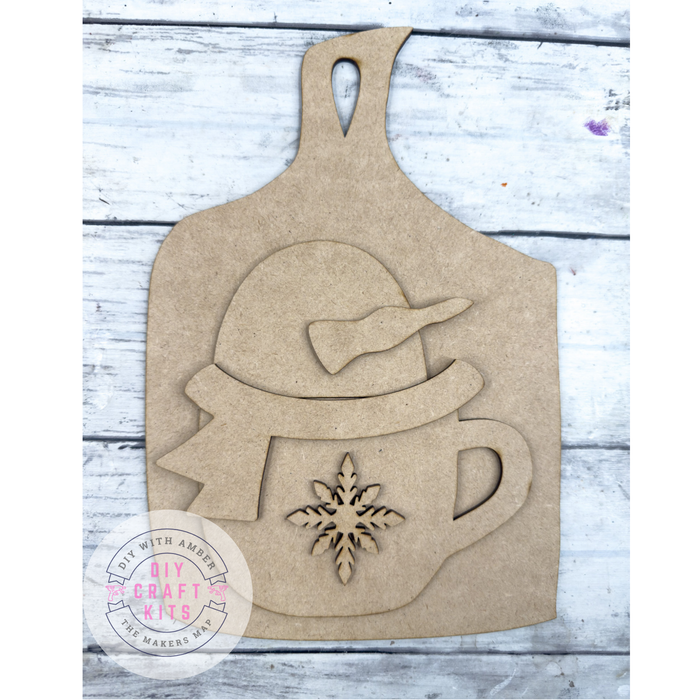 Snowman Mug Cutting Board DIY Kit
