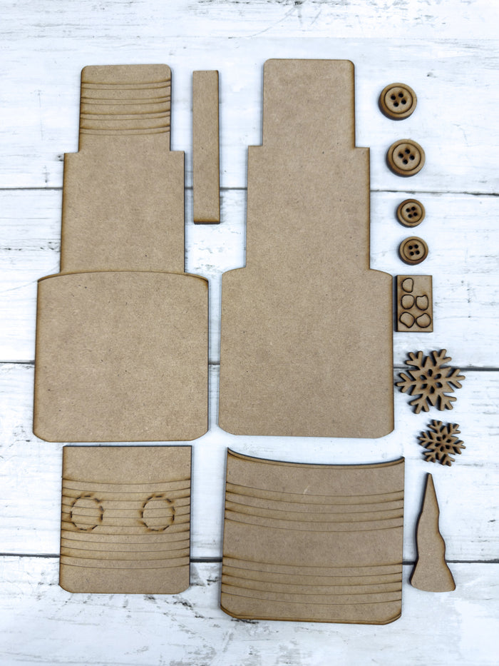 Snowman Wood Tin Cans Stacked Shelf Sitter DIY Kit