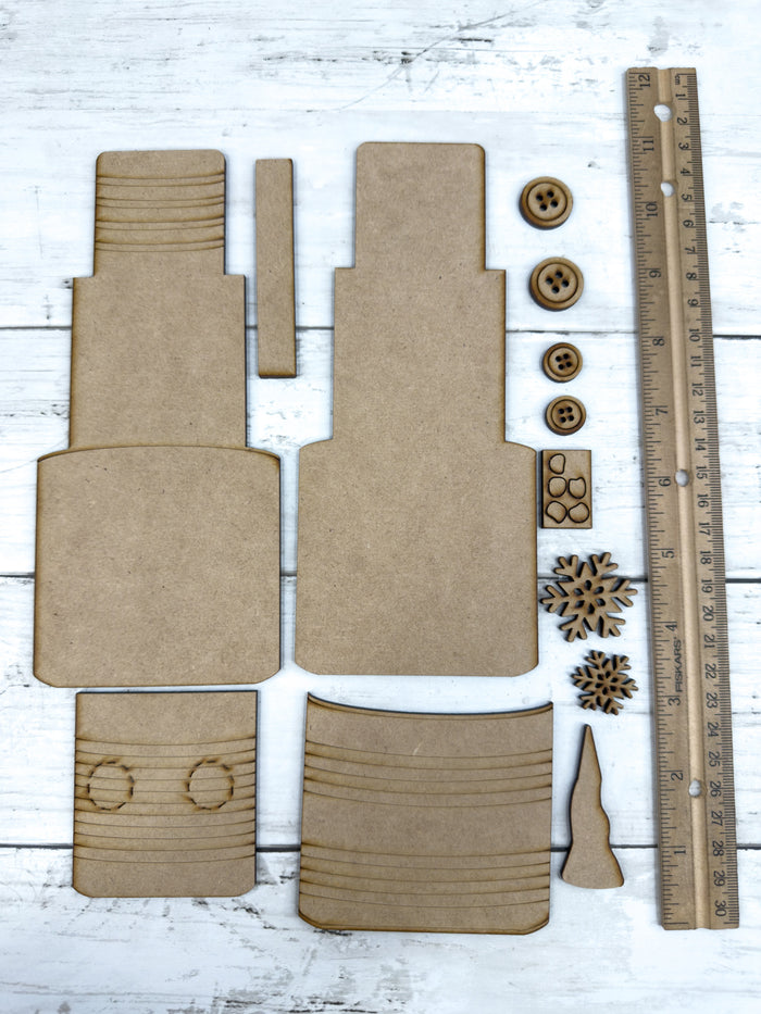 Snowman Wood Tin Cans Stacked Shelf Sitter DIY Kit