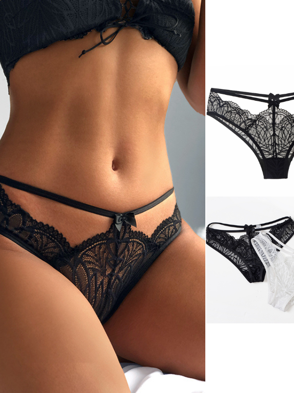 Solid Color Lace Hollow Out Panties