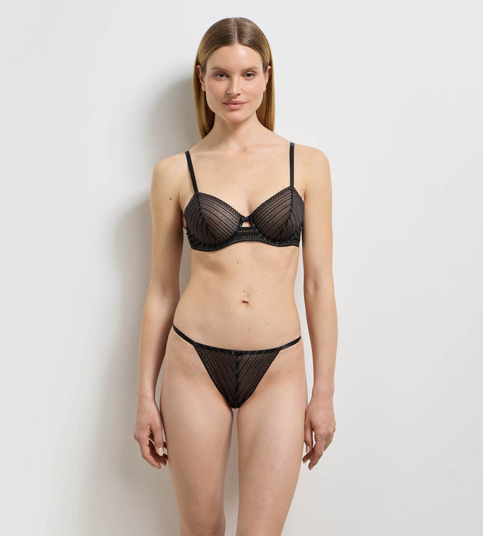 Soutien-gorge à armatures dentelles noir rayé Holiday