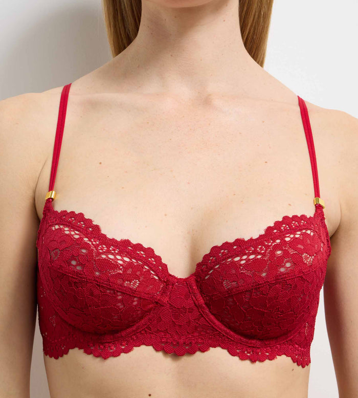 Soutien-gorge corbeille à armatures dentelle rouge Burning Eclat