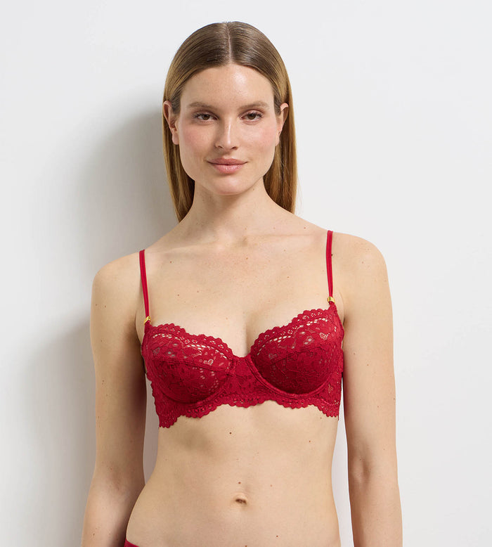 Soutien-gorge corbeille à armatures dentelle rouge Burning Eclat