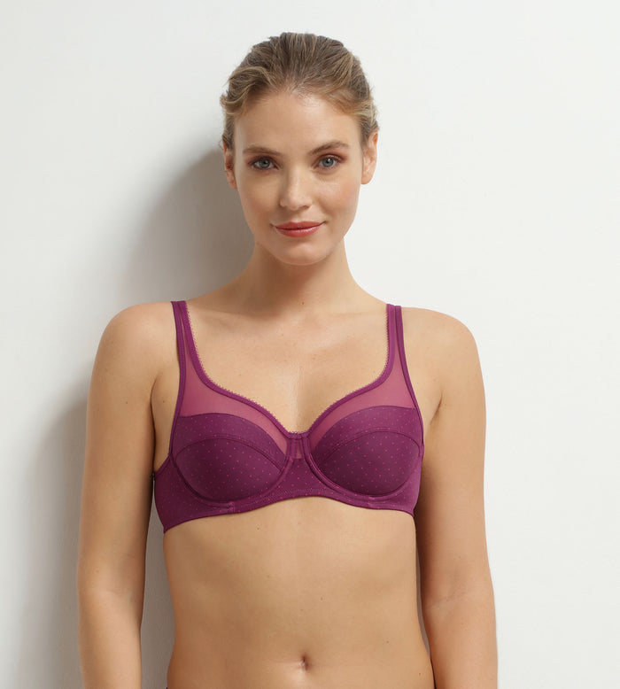 Soutien-gorge emboîtant en microfibre et tulle à pois Generous