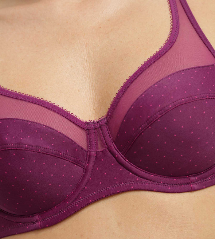 Soutien-gorge emboîtant en microfibre et tulle à pois Generous