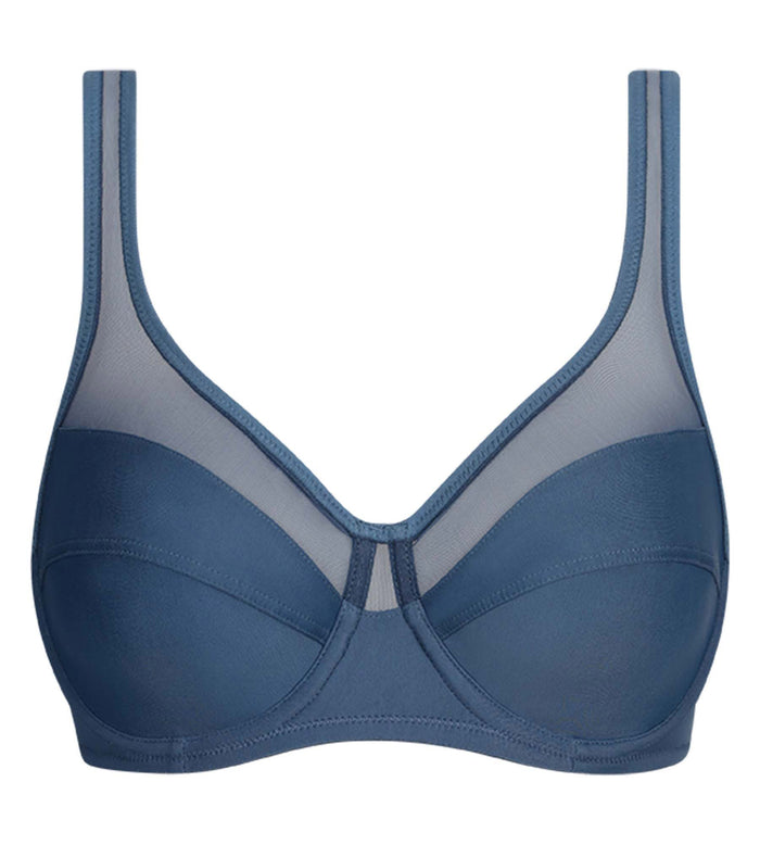 Soutien-gorge emboîtant en microfibre et tulle Bleu Cendré Generous