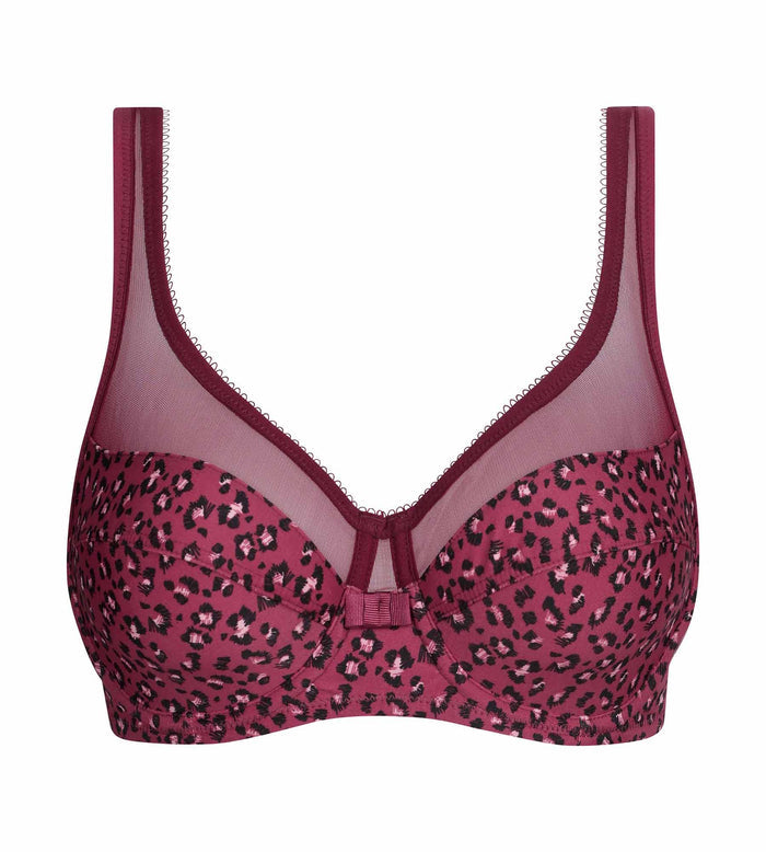 Soutien-gorge emboîtant en microfibre et tulle Rouge Marron Generous