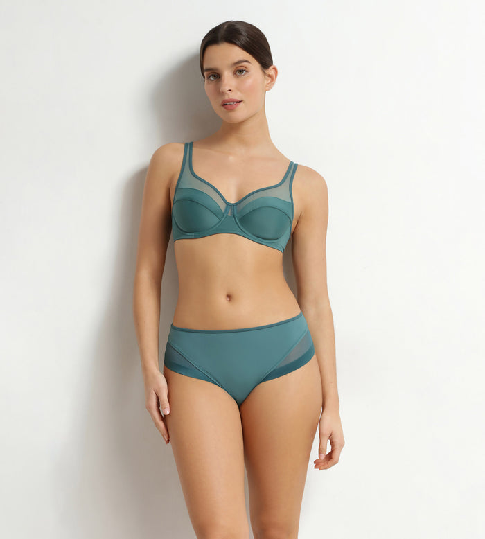 Soutien-gorge emboîtant en microfibre et tulle Vert Émeraude Generous