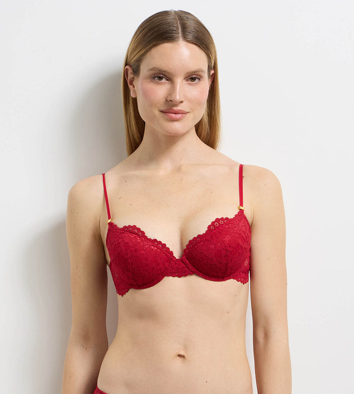 Soutien-gorge paddé à armatures dentelle rouge Burning Eclat