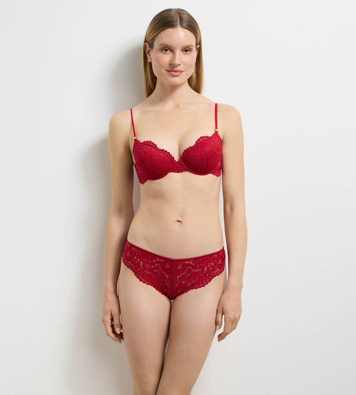 Soutien-gorge paddé à armatures dentelle rouge Burning Eclat