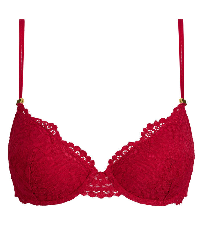 Soutien-gorge paddé à armatures dentelle rouge Burning Eclat