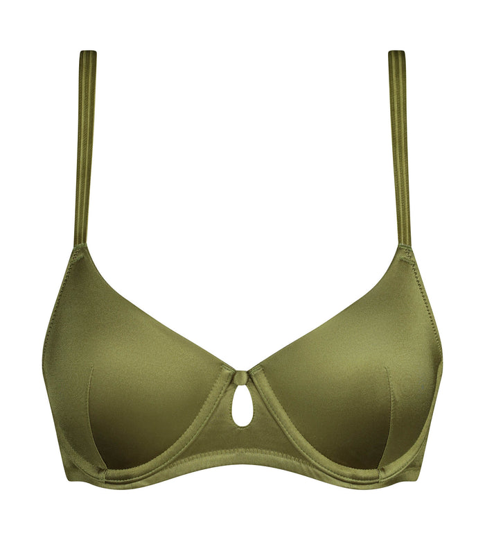 Soutien-gorge paddé à armatures Vert Kaki Silk Radiance