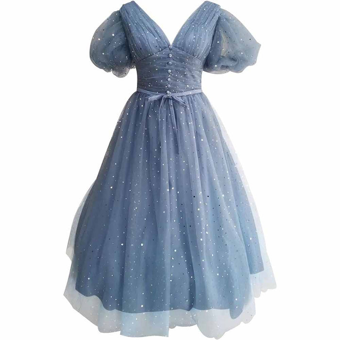 Busty blue Tea-Length / Free