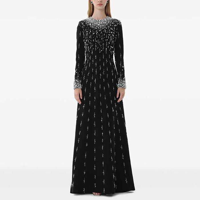 Sparkly A-Line Beaded Long Evening Dresses For Events