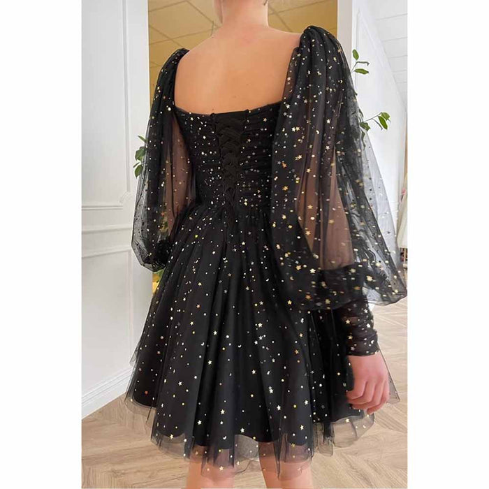 Sparkly Starry Tulle Prom Dresses A Line Homecoming Dresses Formal Evening Gowns for Teens