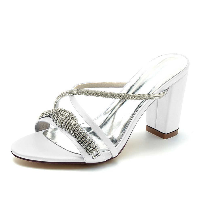 Sparkly wedding shoes block heel by S&DCo with elegant design and rhinestone details