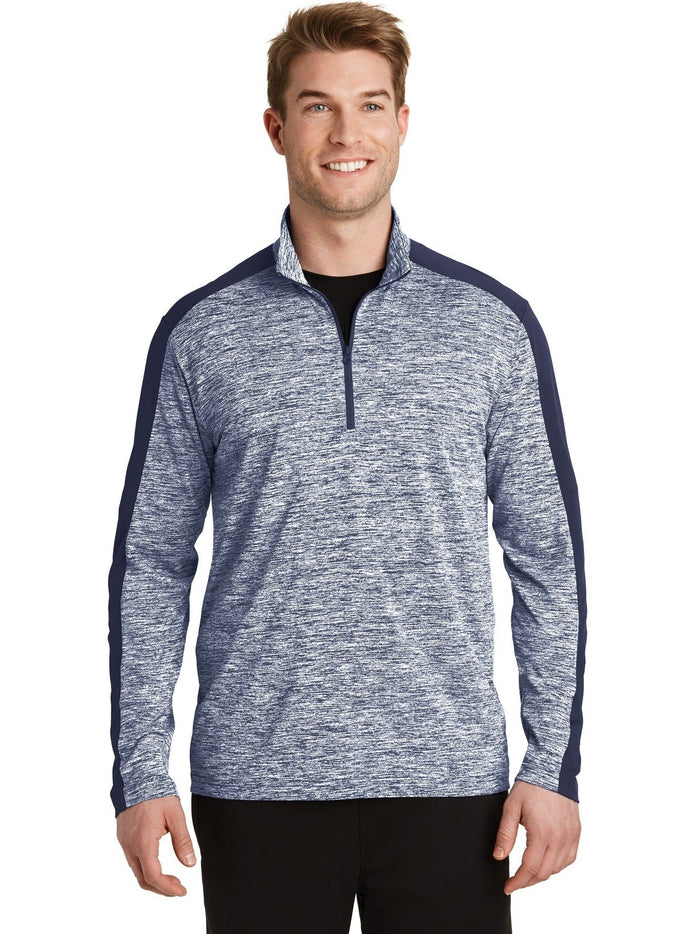 Sport-Tek PosiCharge Electric Heather Colorblock 1/4-Zip Pullover-Regular-Sport-Tek-True Navy Electric/True Navy-XS-Thread Logic