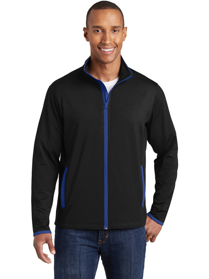 Sport-Tek Sport-Wick Stretch Contrast Full-Zip Jacket-Regular-Sport-Tek-Black/True Royal-XS-Thread Logic