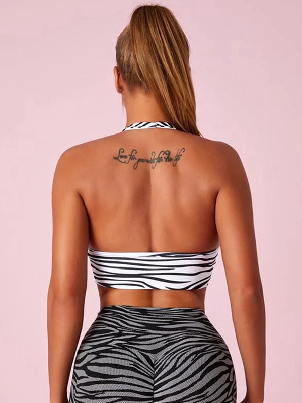 Sports Bras Halter Zebra Pattern Beauty Back Sports Bras