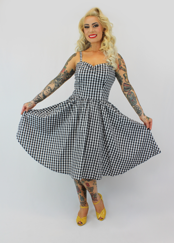 Spring Gingham Dress - Black and White