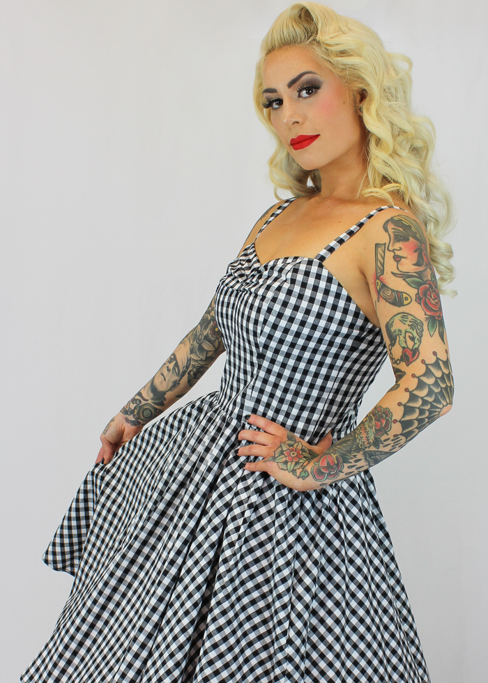 Spring Gingham Dress - Black and White