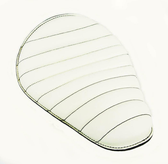 Spring Seat Chopper Harley Sportster Bobber 10x13 Tuck Leather White Black Stit - Mother Road Customs