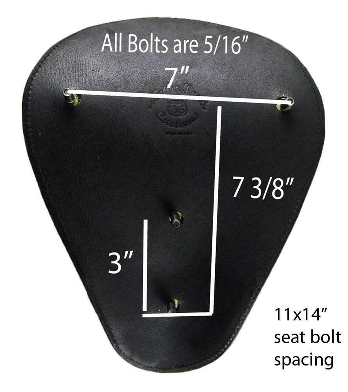 Spring Seat Chopper Harley Sportster Bobber 10x13 Tuck Leather White Black Stit - Mother Road Customs