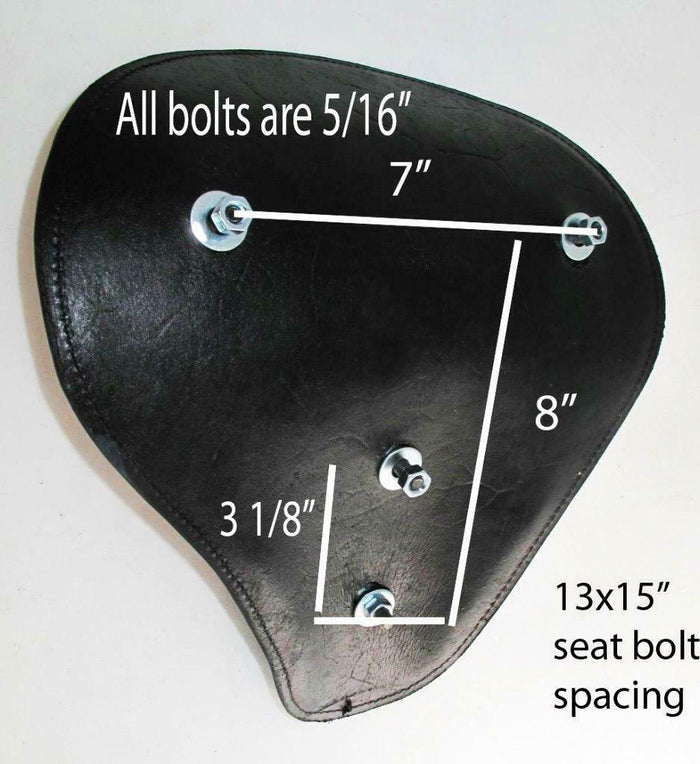 Spring Seat Chopper Harley Sportster Bobber Leather 13x15 Ant White Snake MRC - Mother Road Customs